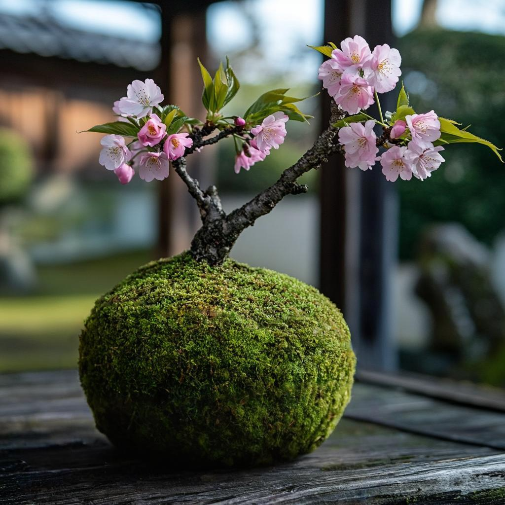 sakura cherry blossom bonsai tree for sale Sakura Cherry Blossom Kokedama (Grown Bonsai)