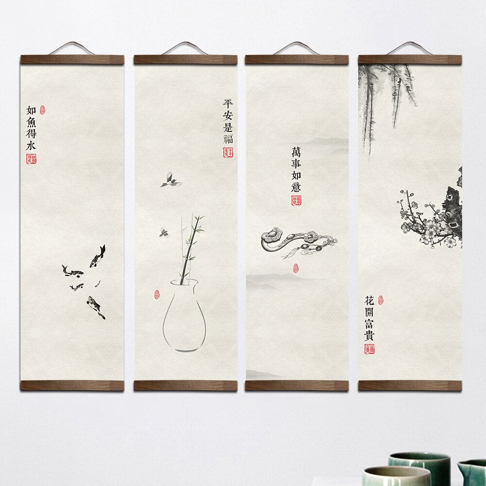 水墨画 父と子の闘い Traditional Japanese Ink Painting (Suibokuga) | Spirit of Japan