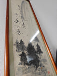 Framed Japanese Calligraphy and Ink Painting