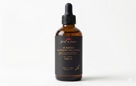 Bottle of Seaweed Nutrient Solution with dropper on a white background