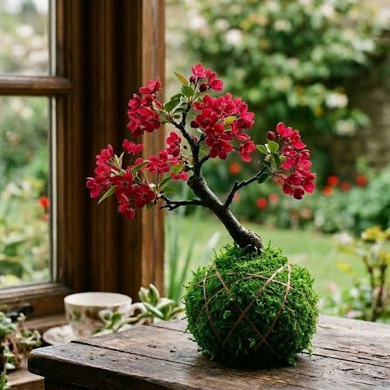 Kaido Crabapple Kokedama (Grown Bonsai) | Spirit of Japan