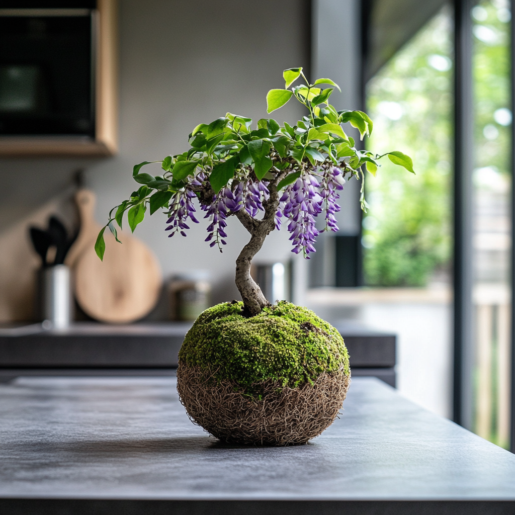 Wisteria Kokedama (Grown Bonsai)