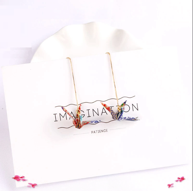 Kawaii Origami Crane Earrings