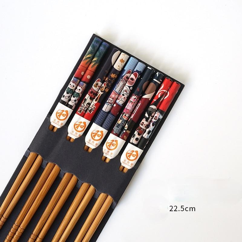 Natural Bamboo Chopsticks 5 Pairs
