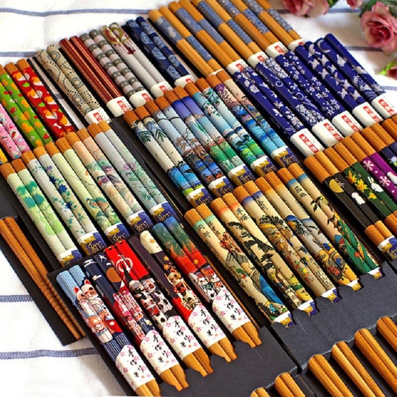 Natural Bamboo Chopsticks 5 Pairs