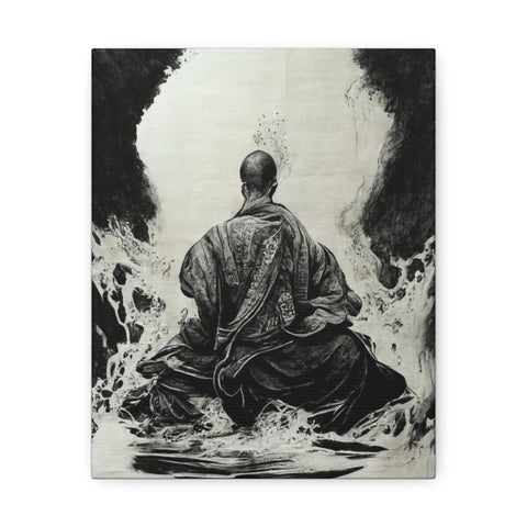 Praying Monk Ink Splash