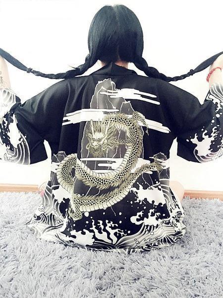 Modern Dragon Kimono Top