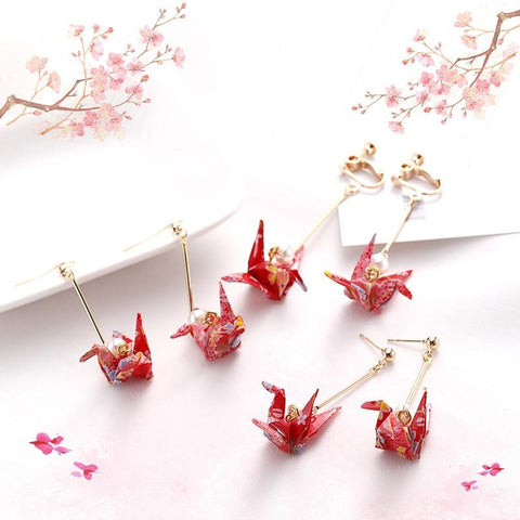 Kawaii Origami Crane Earrings