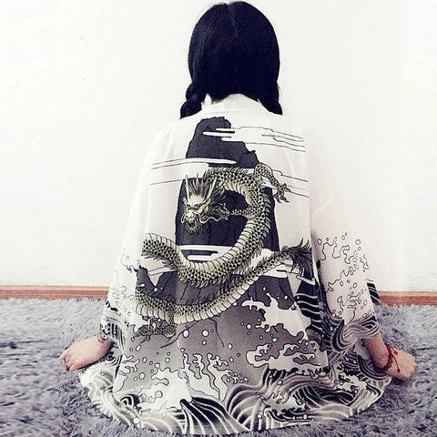 Modern Dragon Kimono Top