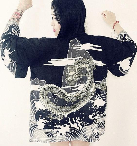 Modern Dragon Kimono Top