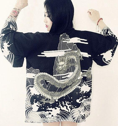 Modern Dragon Kimono Top