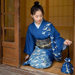 Traditional Blue Crane Kimono