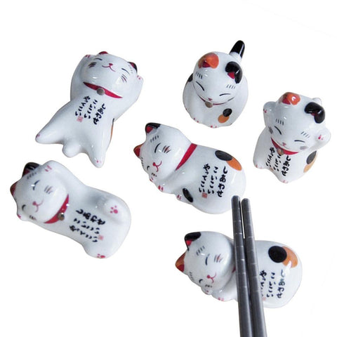 5Pcs Lucky Cat (Maneki Neko) Chopsticks Holder