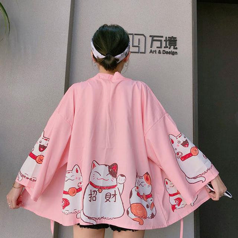 Lucky Cat Kimono Top