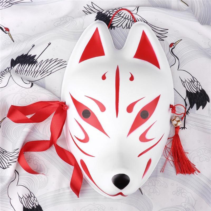  Jenaai 12 Pieces Fox Masks Japanese Kabuki Masks Red